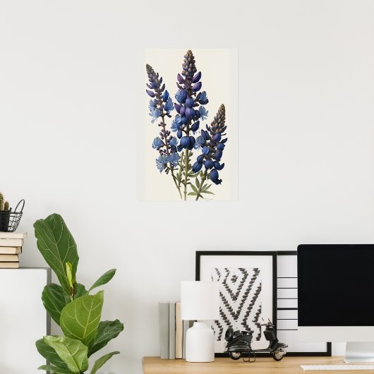 Blue Lupine Blume Art Print Poster (Heimbüro)
