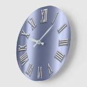 Blue Lux Gray Metal Gray Silver Roman Number Große Wanduhr (Winkel)