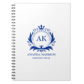 Blue Luxury Crown Wedding Monogram Notizblock (Vorderseite)