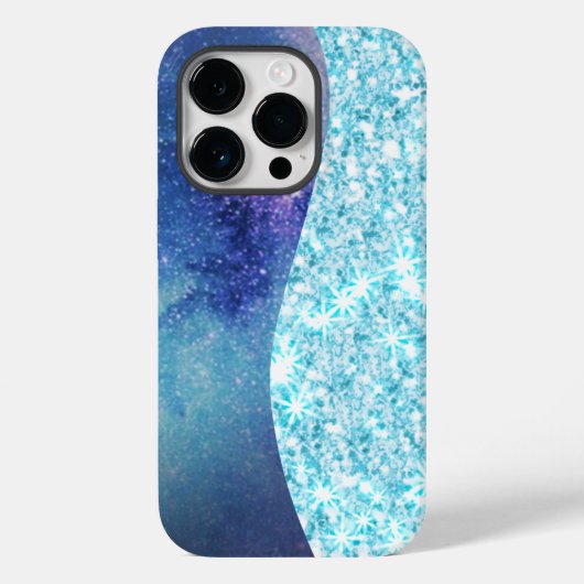 Blue Luxury Moderne Gradientengalaxie Glitzer Star Case-Mate iPhone Hülle (Rückseite)