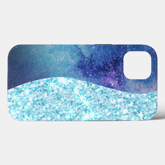 Blue Luxury Moderne Gradientengalaxie Glitzer Star Case-Mate iPhone Hülle (Rückseite (Horizontal))