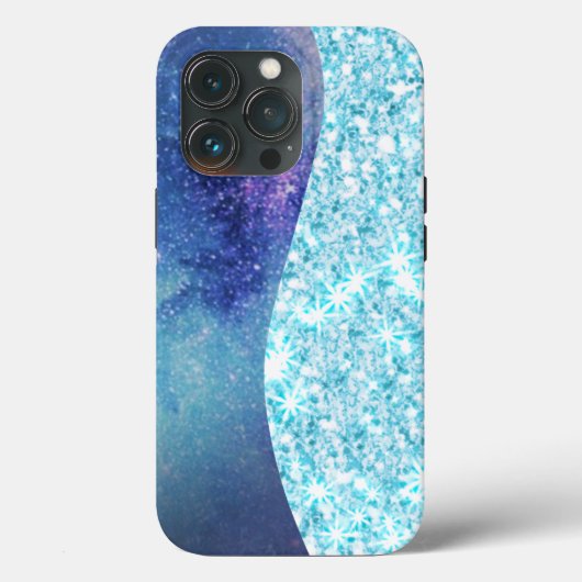 Blue Luxury Moderne Gradientengalaxie Glitzer Star Case-Mate iPhone Hülle (Rückseite)