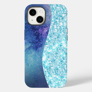 Blue Luxury Moderne Gradientengalaxie Glitzer Star Case-Mate iPhone 14 Hülle