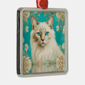 Blue Lynx Point Siamese Portrait Art Ornament Aus Metall (Rechts)