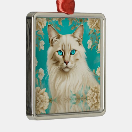 Blue Lynx Point Siamese Portrait Art Ornament Aus Metall (Rechts)