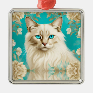 Blue Lynx Point Siamese Portrait Art Ornament Aus Metall