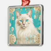 Blue Lynx Point Siamese Portrait Art Ornament Aus Metall (Links)