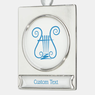 Blue Lyre Banner-Ornament Silber