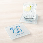 Blue Lyre Glasuntersetzer (Schrägansicht)