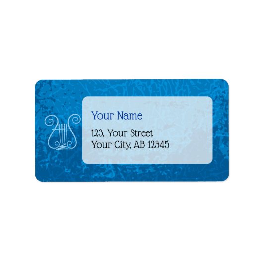 Blue Lyre Hintergrund Adressaufkleber (Vorne)