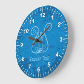 Blue Lyre Hintergrund Große Wanduhr (Winkel)