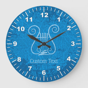 Blue Lyre Hintergrund Große Wanduhr