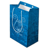 Blue Lyre Hintergrund Mittlere Geschenktüte (Rückseite Schrägansicht)