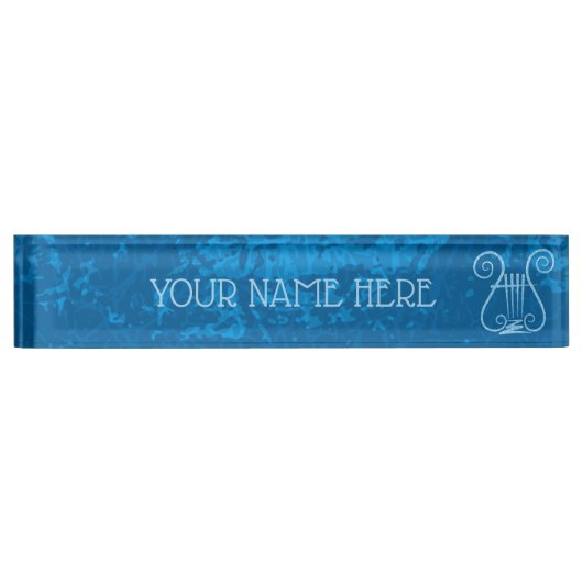 Blue Lyre Hintergrund Namensplakette (Vorderseite)