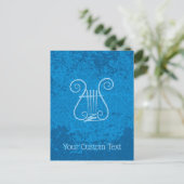 Blue Lyre Hintergrund Postkarte (Stehend Vorderseite)