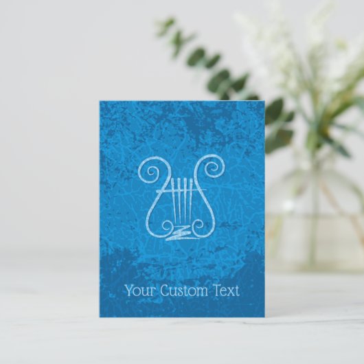 Blue Lyre Hintergrund Postkarte (Stehend Vorderseite)