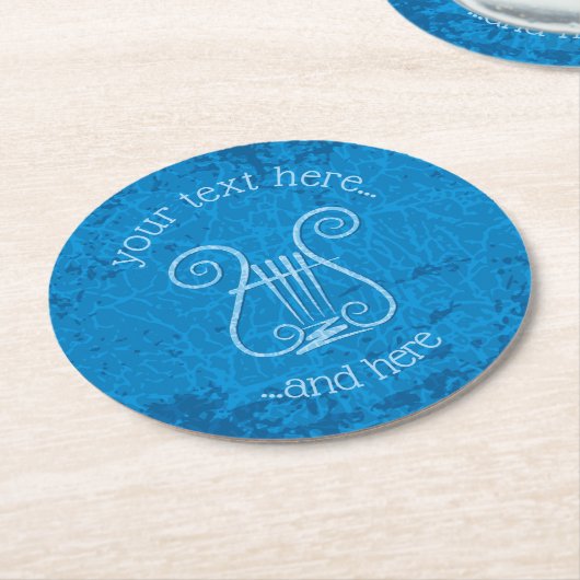 Blue Lyre Hintergrund Runder Pappuntersetzer (Angewinkelt)