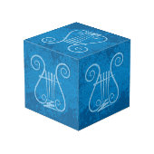 Blue Lyre Hintergrund Würfel (Rückseite Schrägansicht)