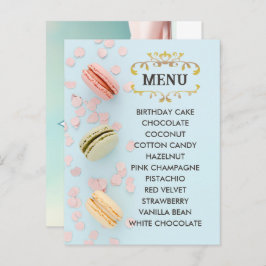 Blue Macarons Elegantes Flavours Menü Postkarte