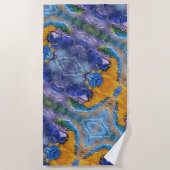 Blue Macaw Playful Parrot Künstlerisch Strandtuch (Vorderseite)