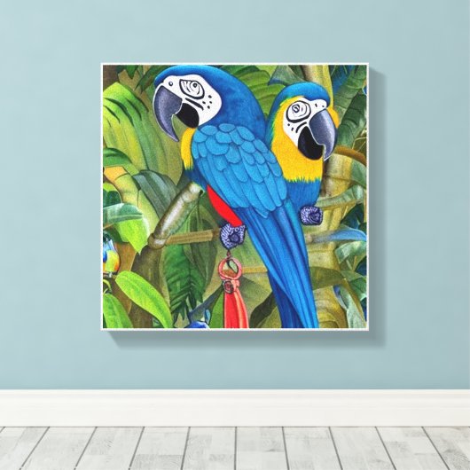 Blue macaws leinwanddruck (Insitu (Holzboden))