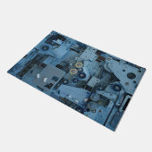 Blue Machinery Mechanical Robotic Funny Cool Geeky Fußmatte (Schrägansicht)