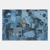Blue Machinery Mechanical Robotic Funny Cool Geeky Geschenkpapier Set (Vorderseite)