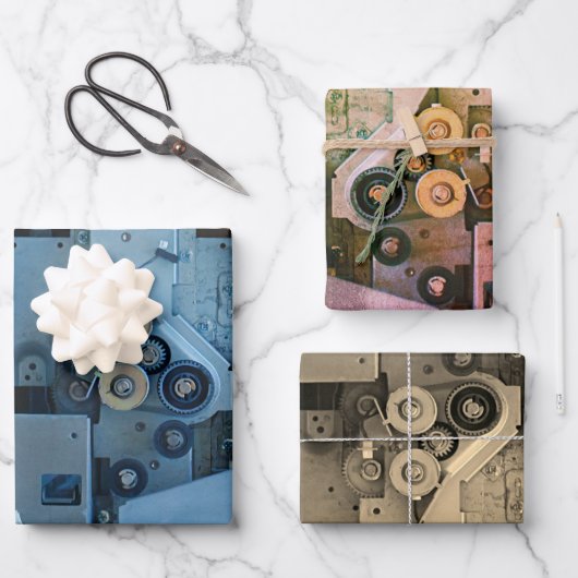 Blue Machinery Mechanical Robotic Funny Cool Geeky Geschenkpapier Set (Vorderseite)