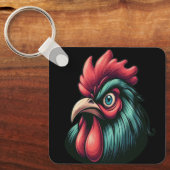 "Blue Mad Blue Rooster" Aluminum Keychain Schlüsselanhänger (Vorderseite)