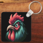 "Blue Mad Blue Rooster" Aluminum Keychain Schlüsselanhänger (Rückseite)