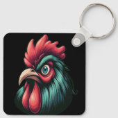 "Blue Mad Blue Rooster" Aluminum Keychain Schlüsselanhänger (Rückseite)