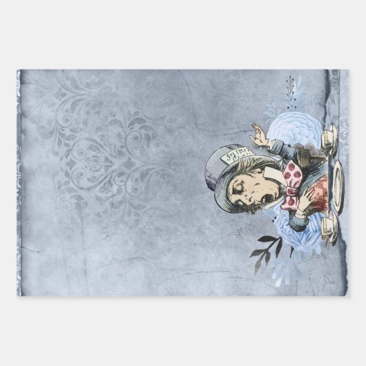 Blue Mad Hatter Alice im Wunderland Geschenkpapier Set (Vorderseite 3)