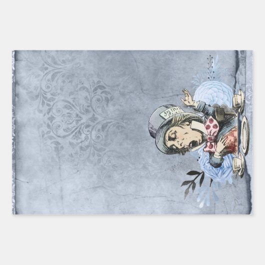 Blue Mad Hatter Alice im Wunderland Geschenkpapier Set (Vorderseite)