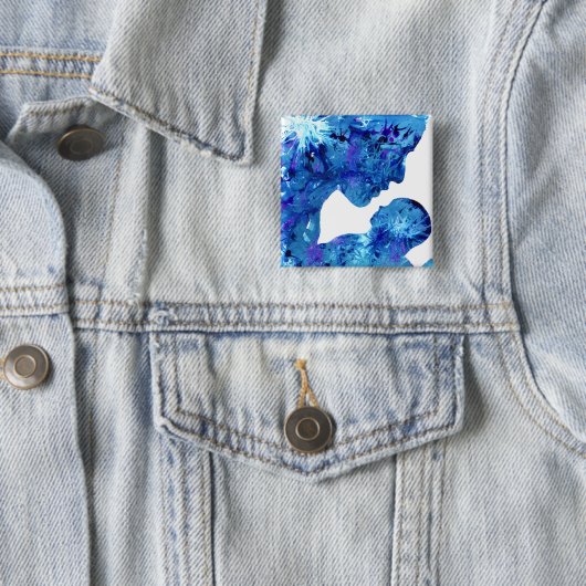 Blue Madonna & Child Moderne Christliche Kunst Button (Beispiel)