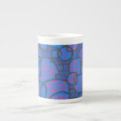 Blue, Magenta Abstrakt Bone China Tasse (Vorderseite)