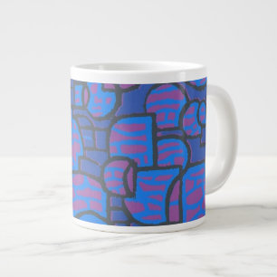 Blue, Magenta Abstrakt Jumbo Coffee Tasse