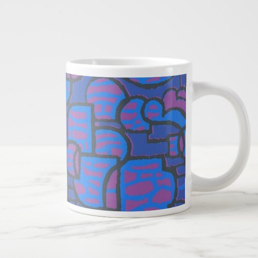Blue, Magenta Abstrakt Jumbo Coffee Tasse (Rechts)