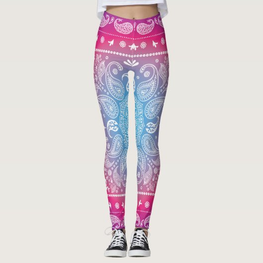 Blue Magenta Paisley Leggings (Vorderseite)