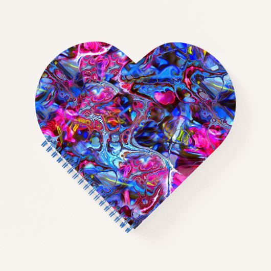 Blue Magenta und Yellow Heart Notebook Notizblock (Vorderseite)