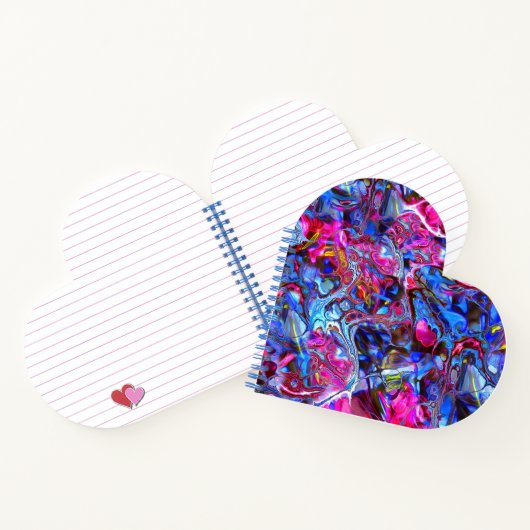 Blue Magenta und Yellow Heart Notebook Notizblock (Innenseite)