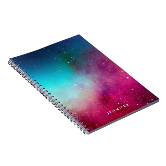Blue & Magenta Watercolor Space Galaxy Notizblock (Rechte Seite)