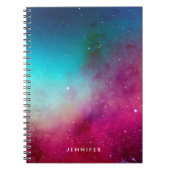 Blue & Magenta Watercolor Space Galaxy Notizblock (Vorderseite)