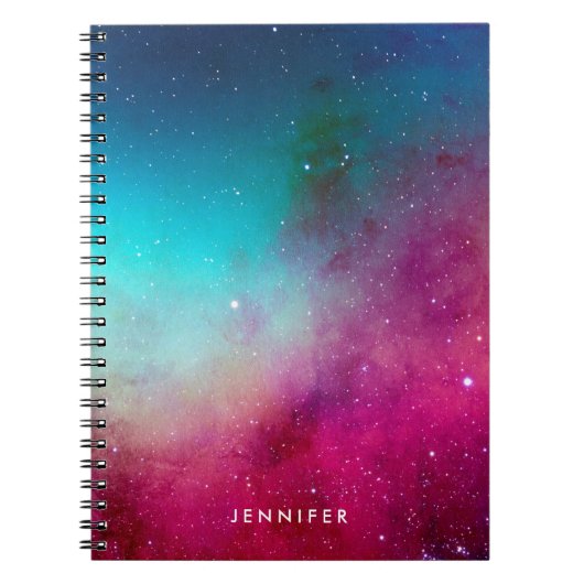 Blue & Magenta Watercolor Space Galaxy Notizblock (Vorderseite)