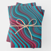 Blue & Magenta Wavy Marbling Agate Abstraction Geschenkpapier Set (Beispiel)