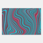 Blue & Magenta Wavy Marbling Agate Abstraction Geschenkpapier Set (Vorderseite)