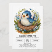 Blue Magic Boho Bird Birthday Einladung (Vorne/Hinten)