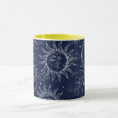 Blue Magic Vintag Celestial Sun Moon Stars Tasse (Zentrum)