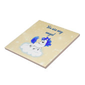 Blue Magical and funny little unicorn Fliese (Seite)