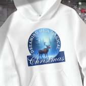 Blue Magical Reindeer Snowy Forest Christmas Hoodie