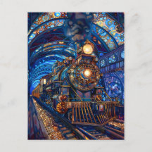 Blue Magical Steampunk Train Loco Imitate Mosaic 0